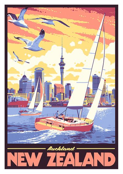 Auckland NZ Postcard by Ross Murray