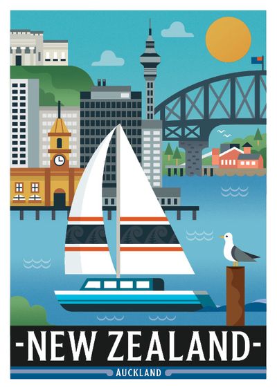 Auckland NZ Postcard by Greg Straight