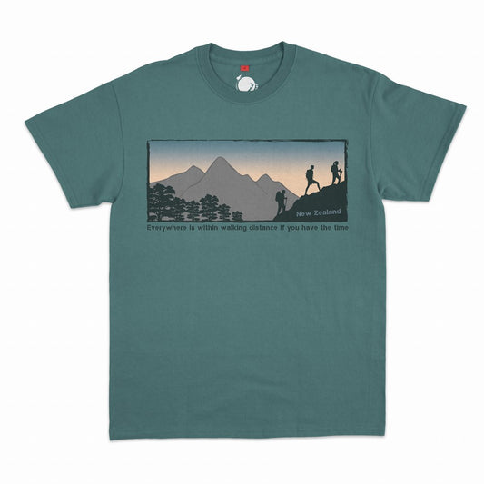 Kiwi Planet Mens T Shirt - Vintage Green - Walking Distance