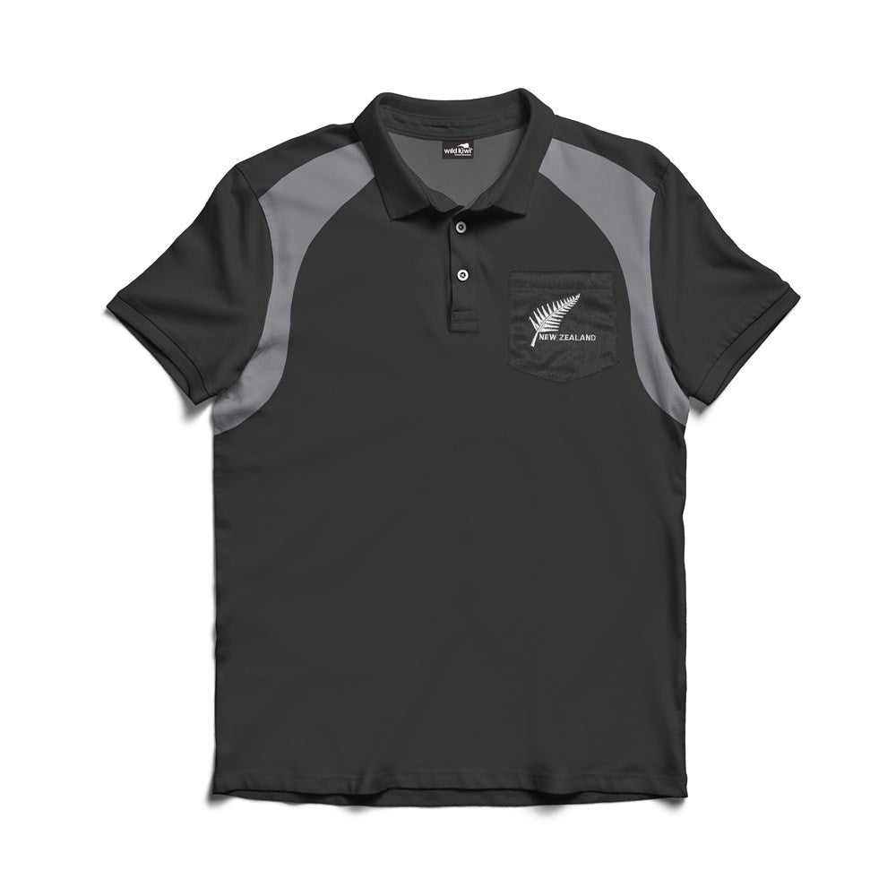 Wild Kiwi Mens Dri Fit Polo - Silver Fern