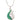 Boxed blue whale-tail rhodium pendant