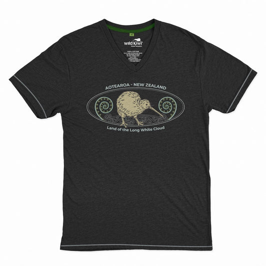 Womens T - Embroided Kiwi Koru