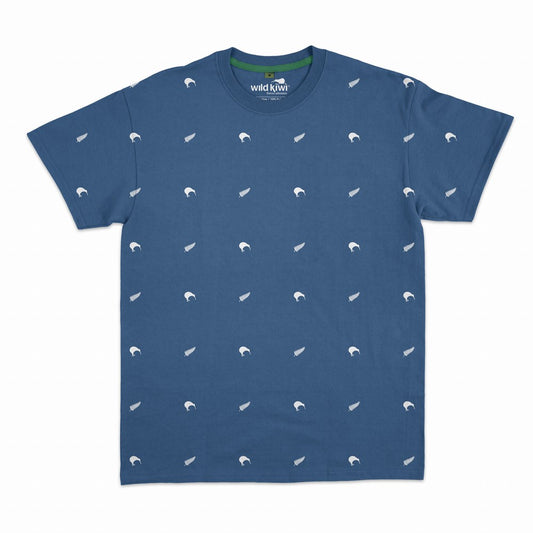 WK Mens T - Navy - Kiwi & Ferns