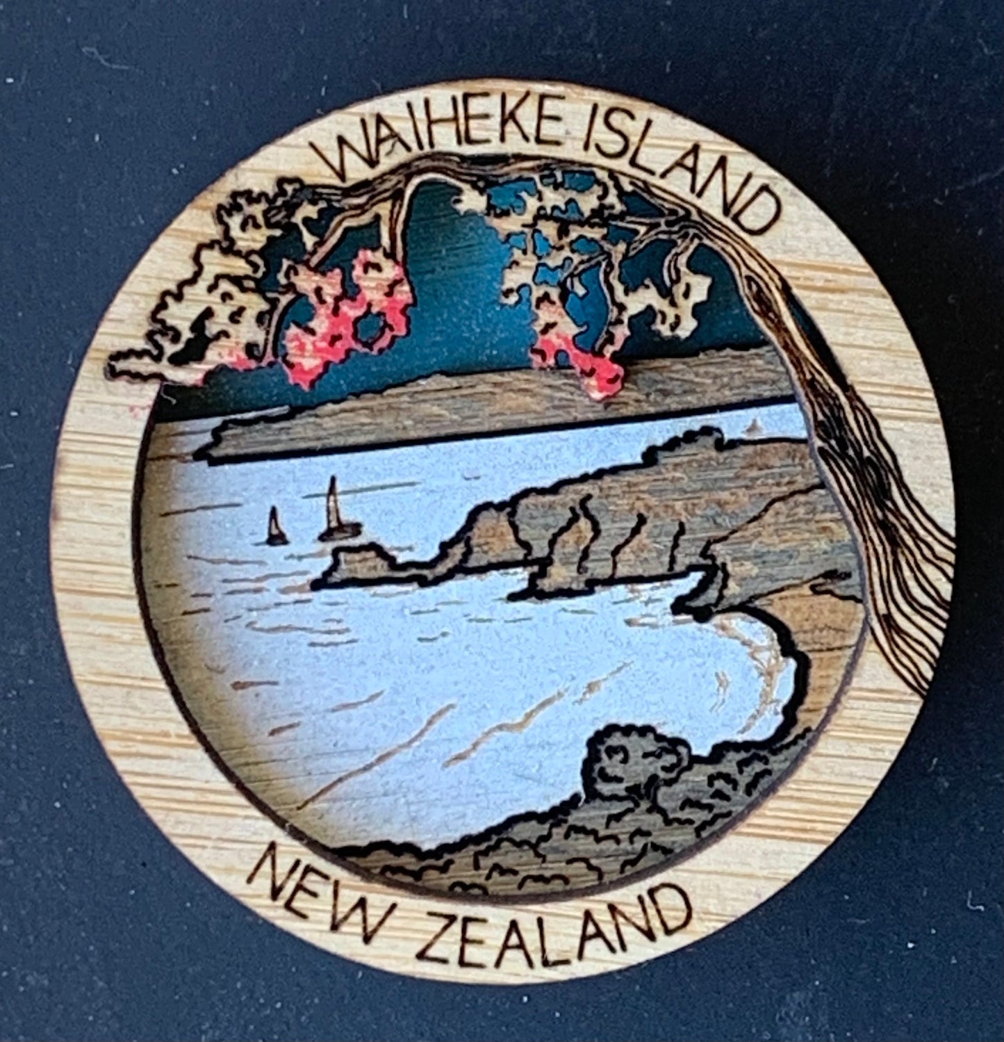 Waiheke Island HotSpot Wooden Magnet