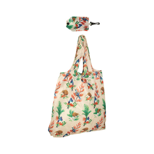 Bag Folding Birds Flower Beige