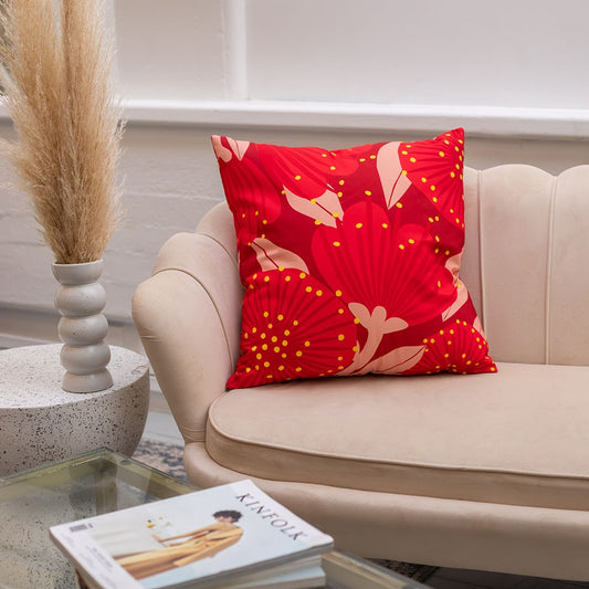 Bright Botanical Red Pohutukawa Cushion Cover