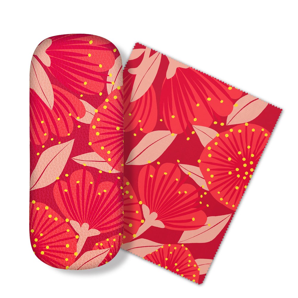 Bright Botanical Red Pohutukawa Glasses Case