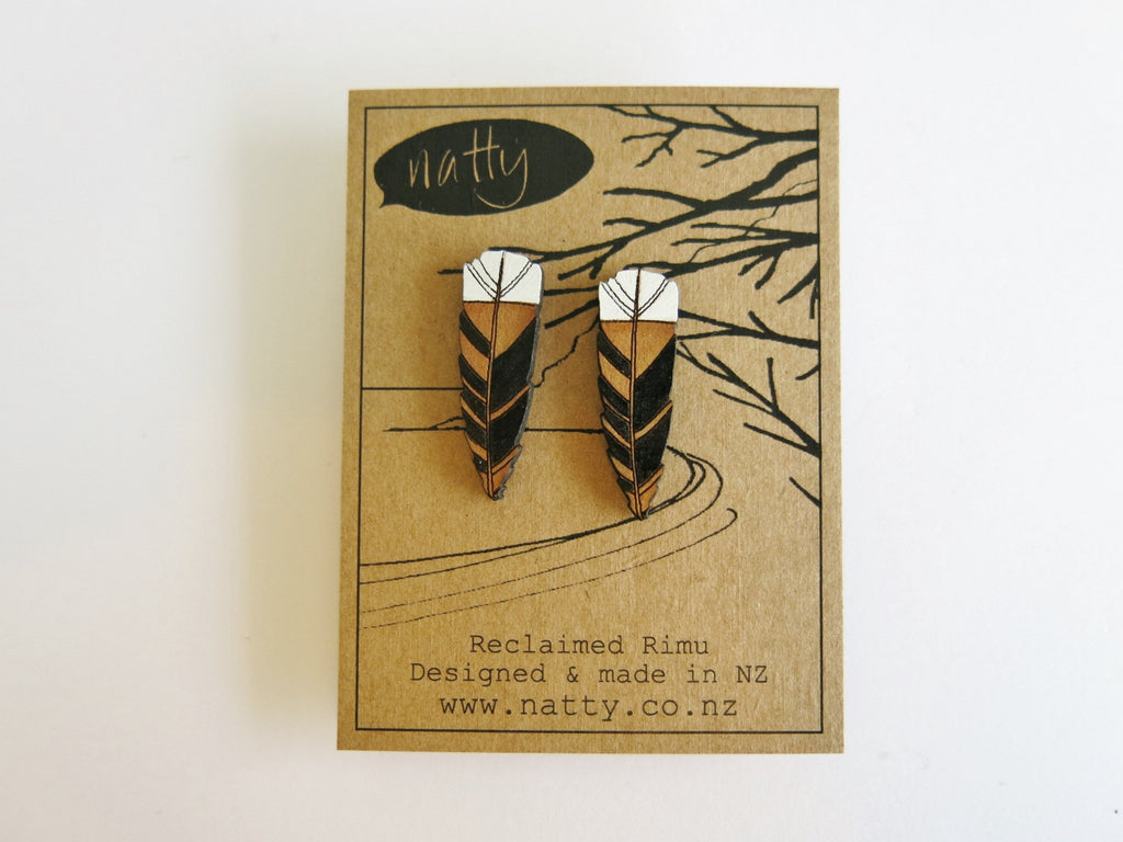 Huia Feather Rimu Earrings