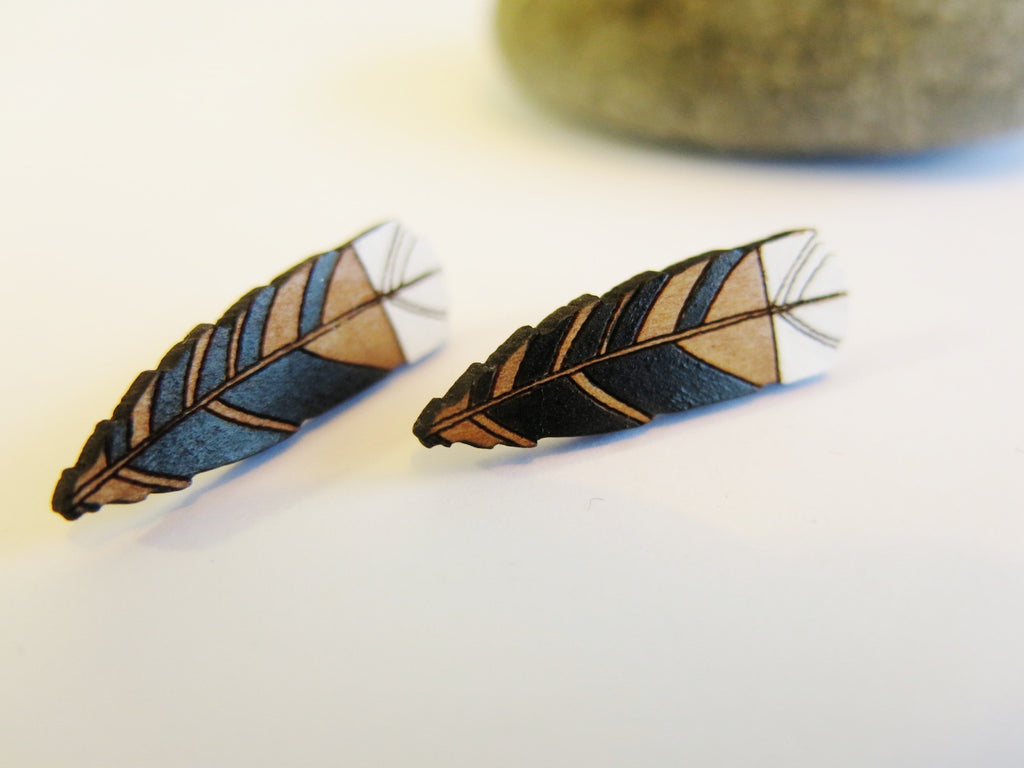 Huia Feather Rimu Earrings