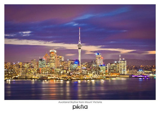 Auckland Skyline from Mt Victoria NZ Postcard