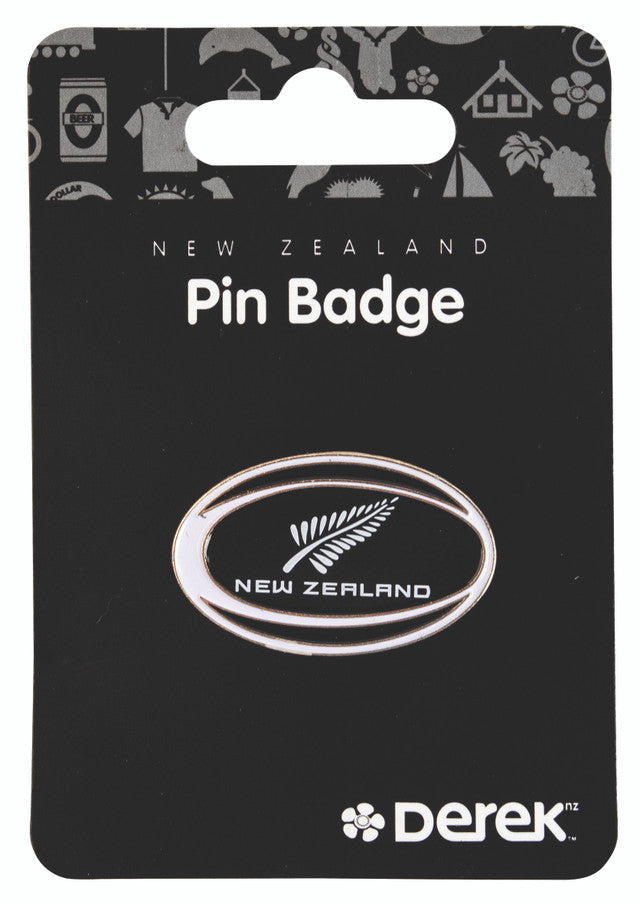 Black metal rugby ball pin with NZ fern Black – NZ Artisan Ltd - GST ...