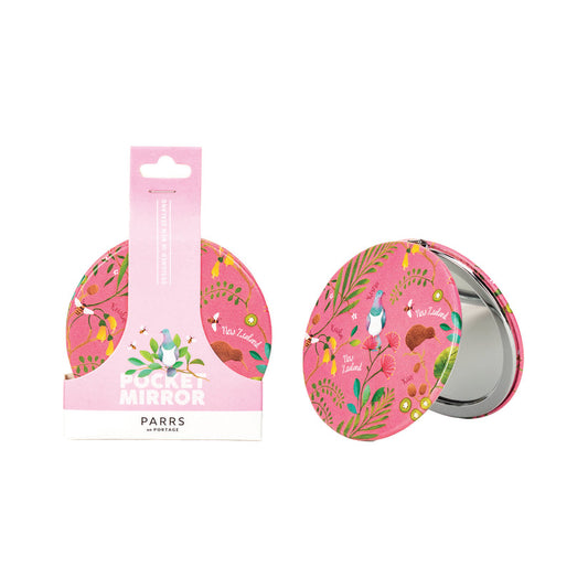 Pocket Mirror Flowers Pink