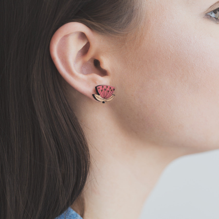 Pohutukawa Rimu Earrings